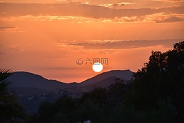 日落,暮光之城,天空
