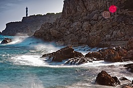 海,燈塔,沖浪
