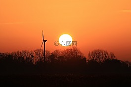 日落,余輝,傍晚的天空