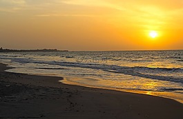 日落,海灘,海灘日落