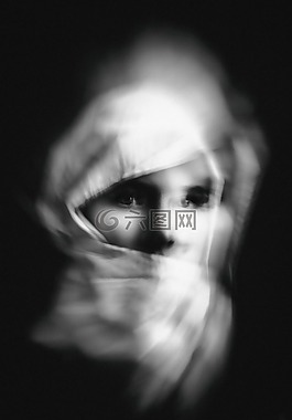 人,女子,黑色和白色