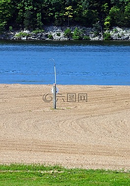 海灘,水,沙