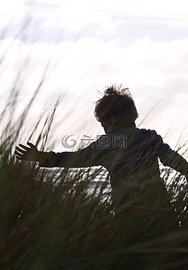 男孩,海滩,夏天