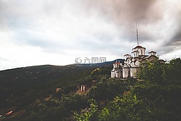 多云,天空,山