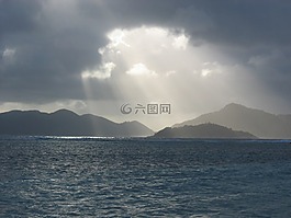 离岛,水,背光