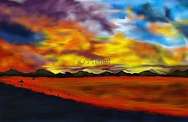 日落,遠(yuǎn)景,傍晚的天空