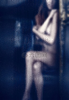 女子,雨滴,玻璃