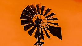 風(fēng)車(chē),日落,陰影