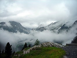 高山,云,通過