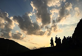 山,日落的時(shí)候,旅行
