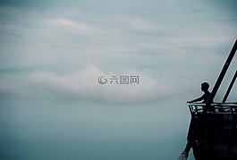 云,天空,人