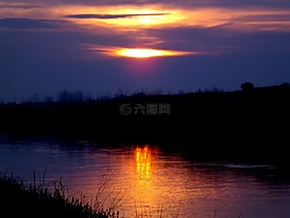 日落,太陽(yáng),水