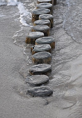 海灘,水,波