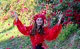女孩,玫瑰,紅色