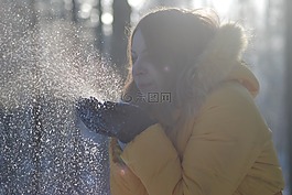 雪,冬季,女孩