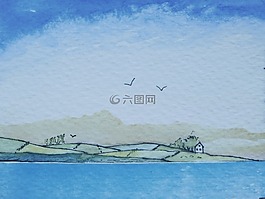 明信片,水彩,景觀