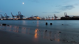 漢堡,易北河,晚上