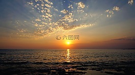 日落,海,太陽