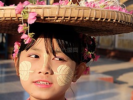緬甸,女孩,佛教