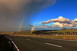 彩虹,路,晚間