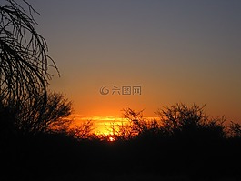 日落,非洲,光明