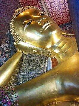 buddah,躺在,廟
