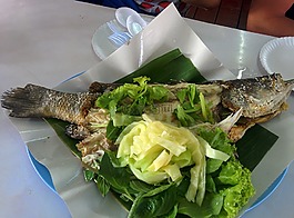 鱼,吃,蔬菜