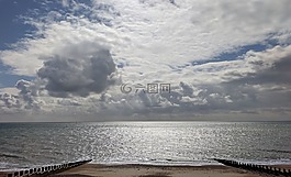 海,海灘,云