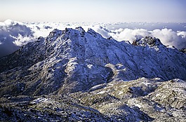 山,雪,云