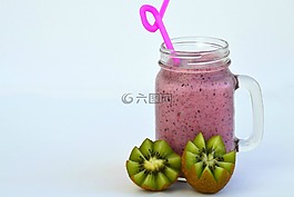 喝,冰沙,食品