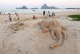 沙雕,型砂,孩子們