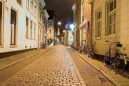 路,夜,自行車
