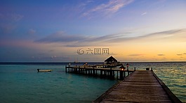 碼頭,水,夏天