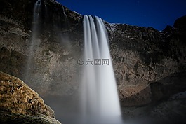 瀑布,小山,山