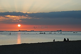 日落,夏威夷,太陽