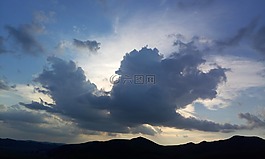 云朵,馬,日落