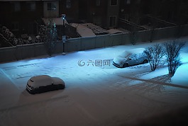 汽车,雪,停车场