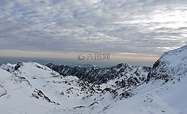 山,雪,云