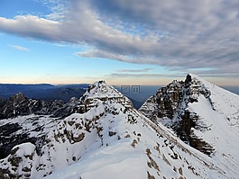 山,雪,云