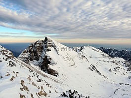 山,雪,云