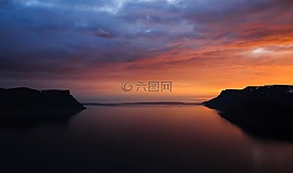 日落,日出,水
