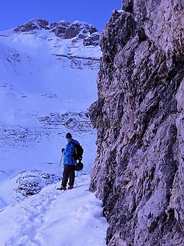 徒步旅行,男子,雪