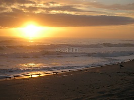 日出,太陽,海灘