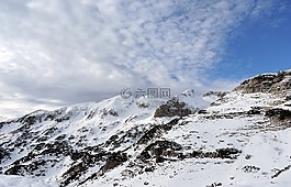 山,雪,云