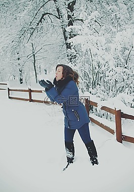 女孩,雪,冬季