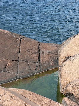 海,岩石,红