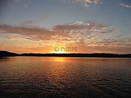 日落,海滩,坎佩切