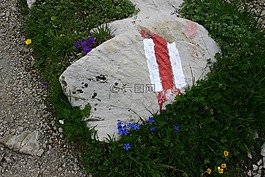 巖,wegmakierung,草地