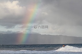 山,天空,彩虹