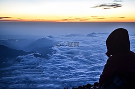sihoulettle,天空,山